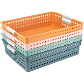 Turn in Trays Classroom, 4Pcs Paper Trays for Classroom, Book Baskets for Library, Drawers, Office, Home