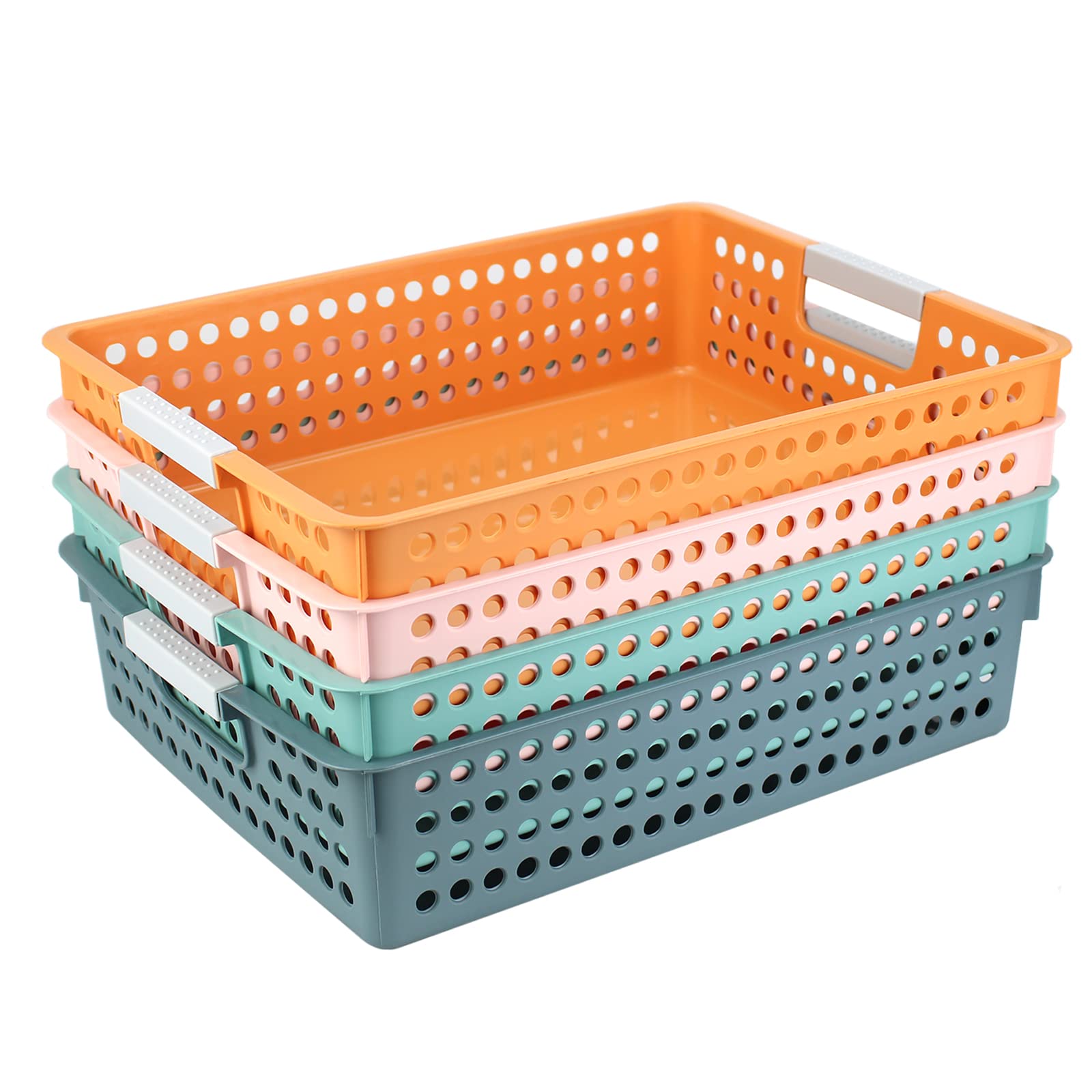 Photo 1 of Turn in Trays Classroom, 4Pcs Paper Trays for Classroom, Book Baskets for Library, Drawers, Office, Home