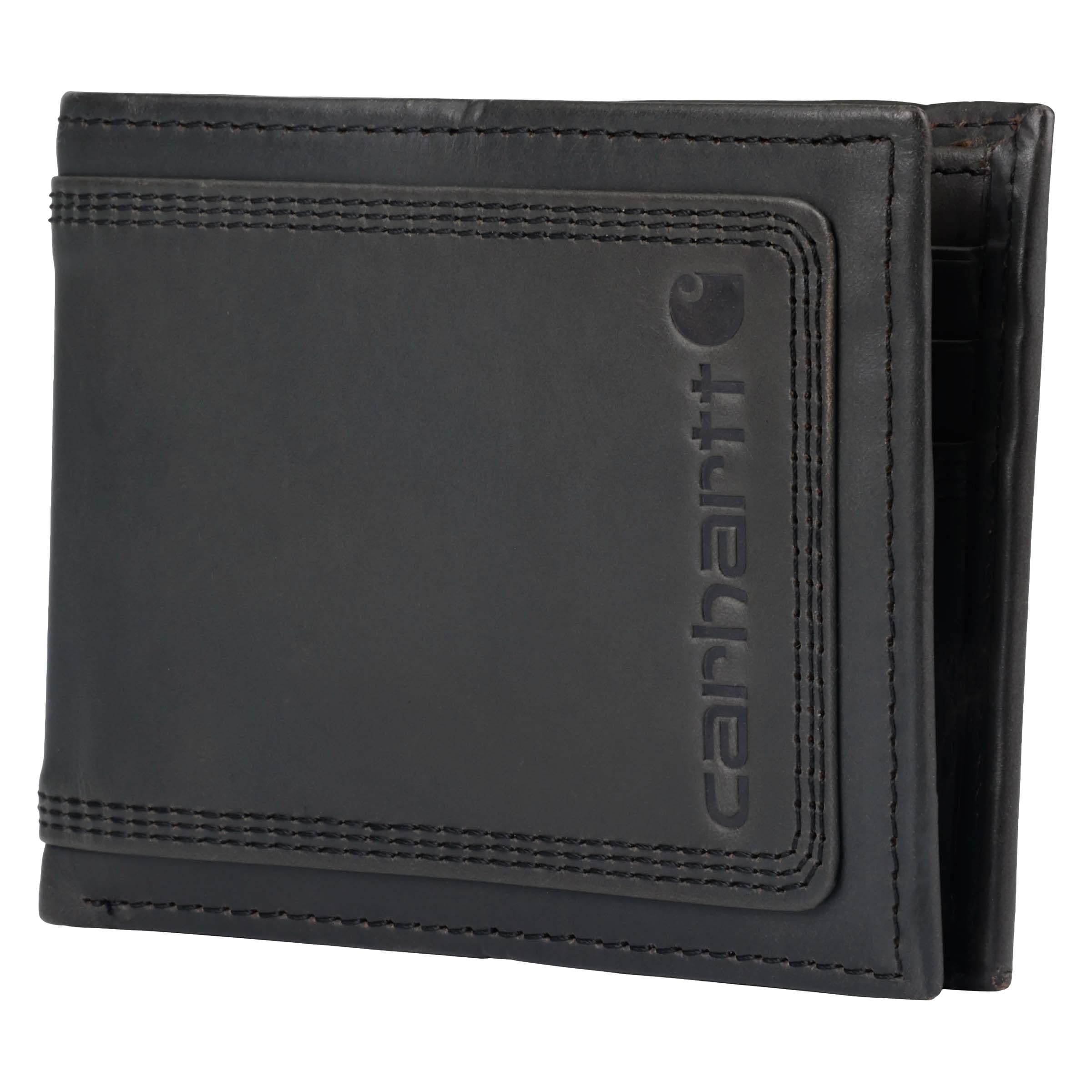 Carhartt Men's Top Grain Leather Passcase, Contrasting Stitch, Black, One Size