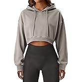Remidoo Cropped Hoodie Women Long Sleeve Crop Top Casual Drawstring Hooded Sweatshirt