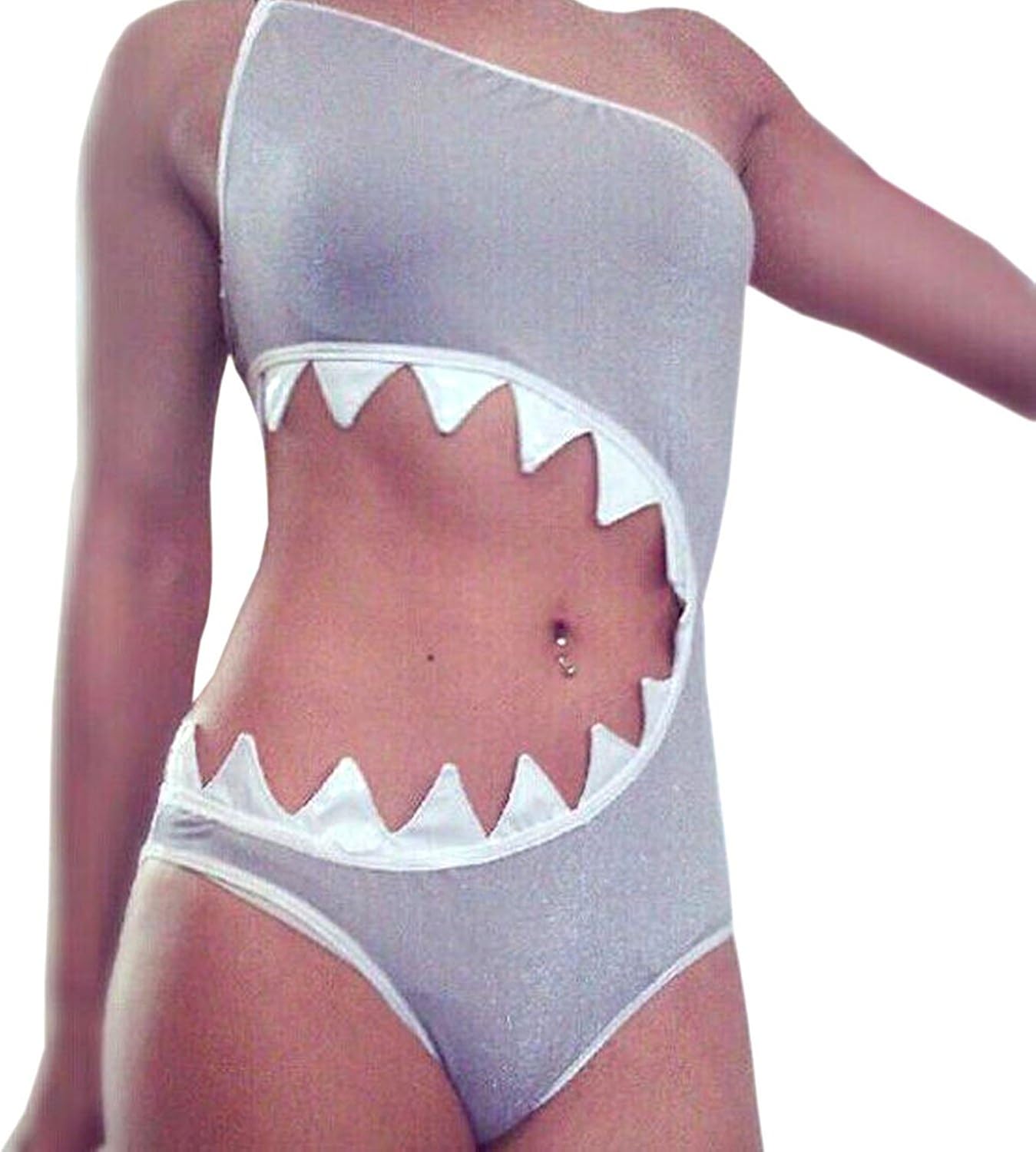 Stevenurr Charming Women's One Piece Shark's Mouth Swimsuit Bikini Beachwear Tankini
