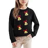 HOOGRIN Girls Fall Sweaters Pattern Casual Crewneck Long Sleeve Knit Pullover Jumper Tops