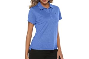 MoFiz Women's Golf Polo T Shirts Lightweight Moisture Wicking Short Sleeve Shirt Quick Dry 4-Button
