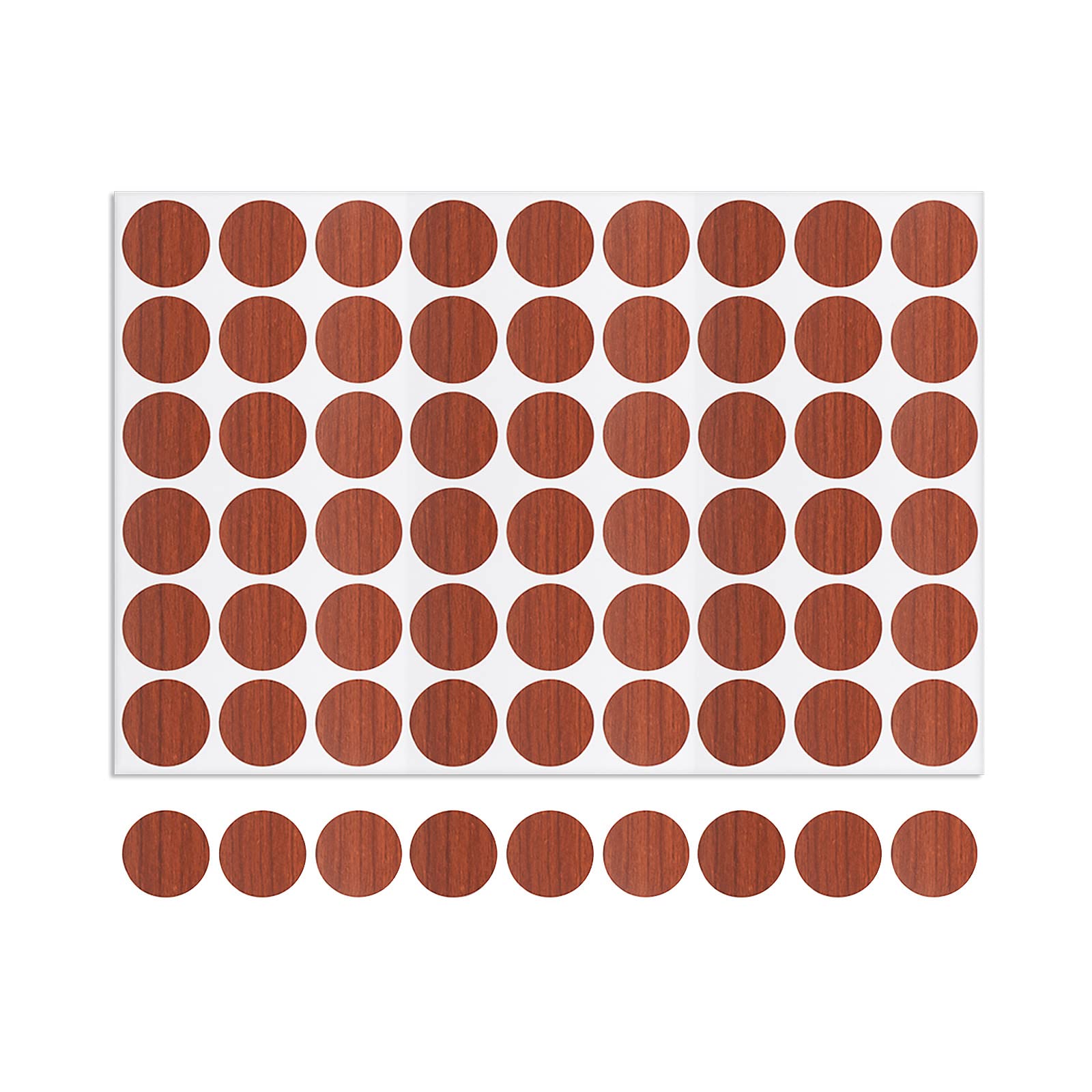DTGN 21mm(Dia) Screw Hole Cover Stickers - 1Sheet 54pcs - Good for Furniture Wardrobe Chair - PVC Waterproof Hole Caps - Brown
