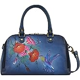 Anna by Anuschka womens Women's Hand-painted Genuine Leather Wide Organizer Satchel | Anna, by Anuschka, Hand-Painted, Wide