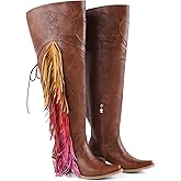 FancyQueen Faux Fur Boots for Women Knee High Furry Heel Boots Fashion Pointed Toe Snow Winter Boot Warm Women Boot