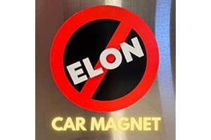 GENERIC NO! Anti Elon Round 4inch CAR Magnet Bumper Decal Cling for Tesla Owners Model X Y 3 | MadPufferStickers Brand