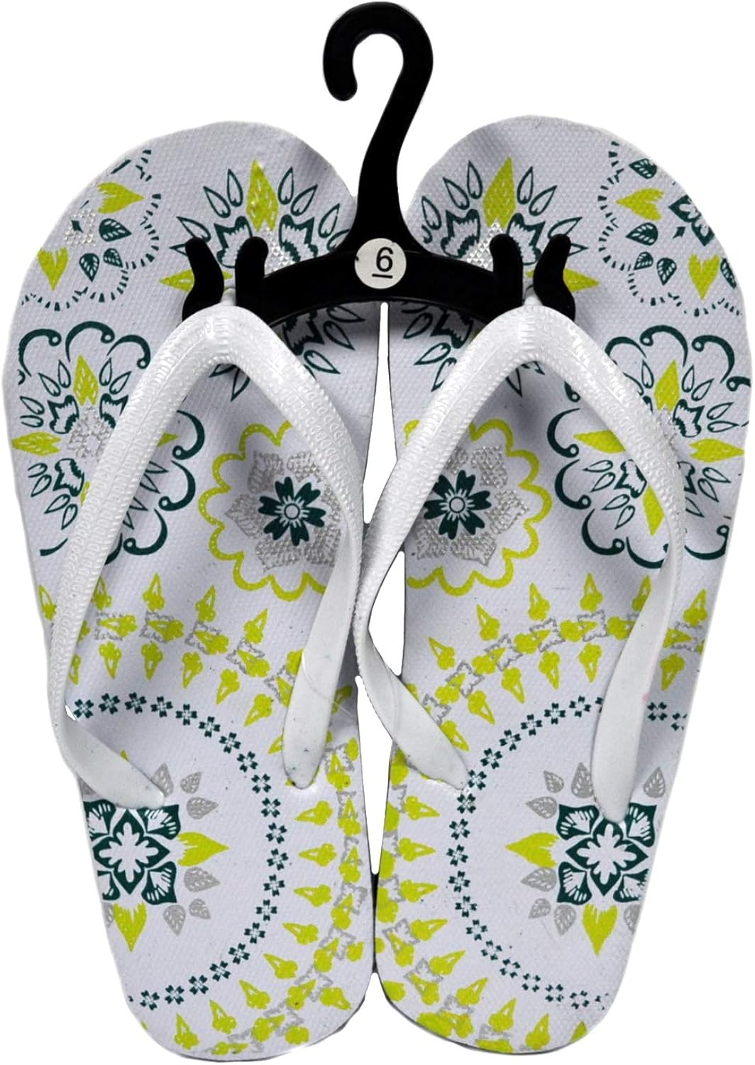 Amazon.com | Womens Flip Flops White Flower Size 7 | Flip-Flops