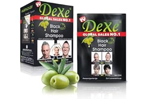ECOFAN 10 PCS Dexe Hair Shampoo Instant Hair Dye for Men Women, Black Color - Simple to Use - Hair Dye Permanent - Last 30 days - Natural Ingredients for Woman&Man