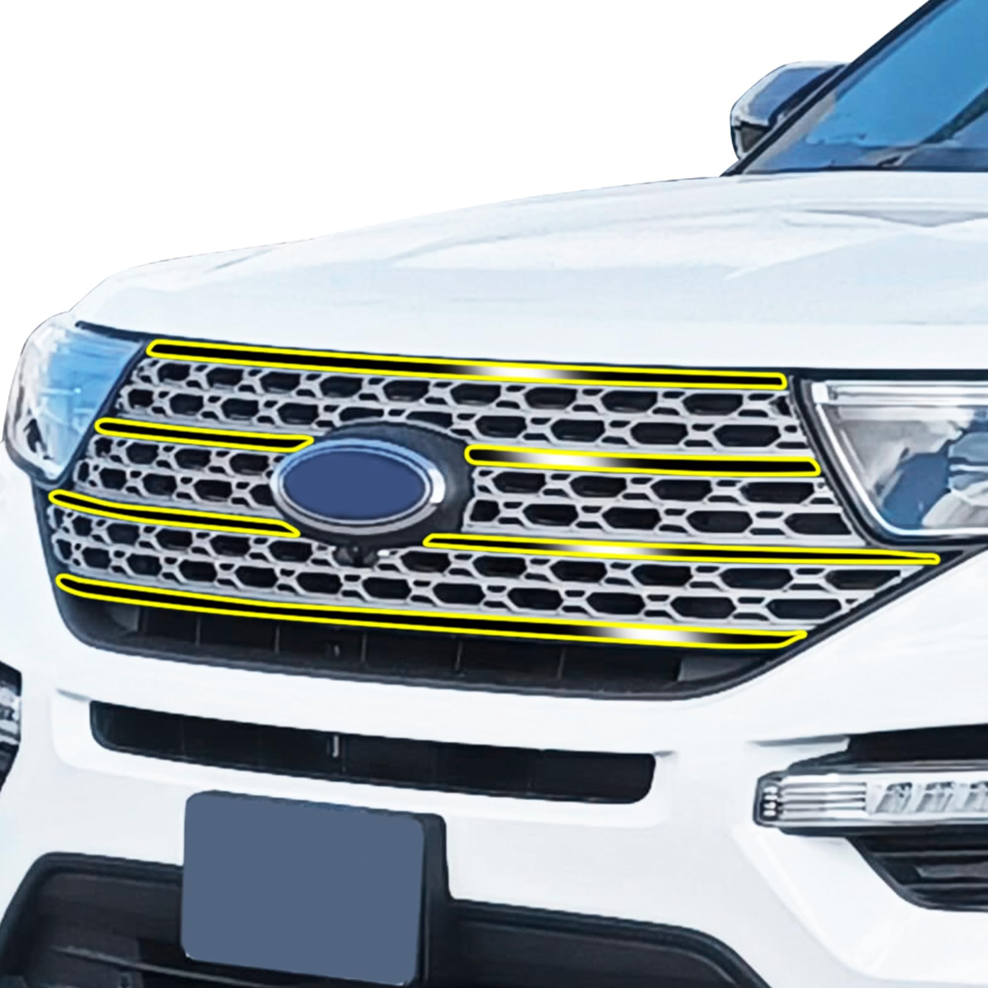 Photo 1 of BOGAR TECH DESIGNS Front Chrome Delete Overlay Compatible with Ford Explorer 2020-2024, Gloss Black