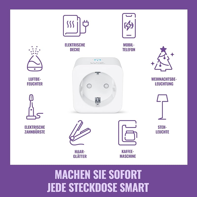 WLAN-Smart-Stecker, Typ F, 230V, 50 Hz,einfache Einrichtung,Matter-zertifiziert,intelligente Steuerung,Sprachbefehle, kompatibel mit Alexa, Google Home und Apple Home,ohne Leistungsmesser,2er-Pack