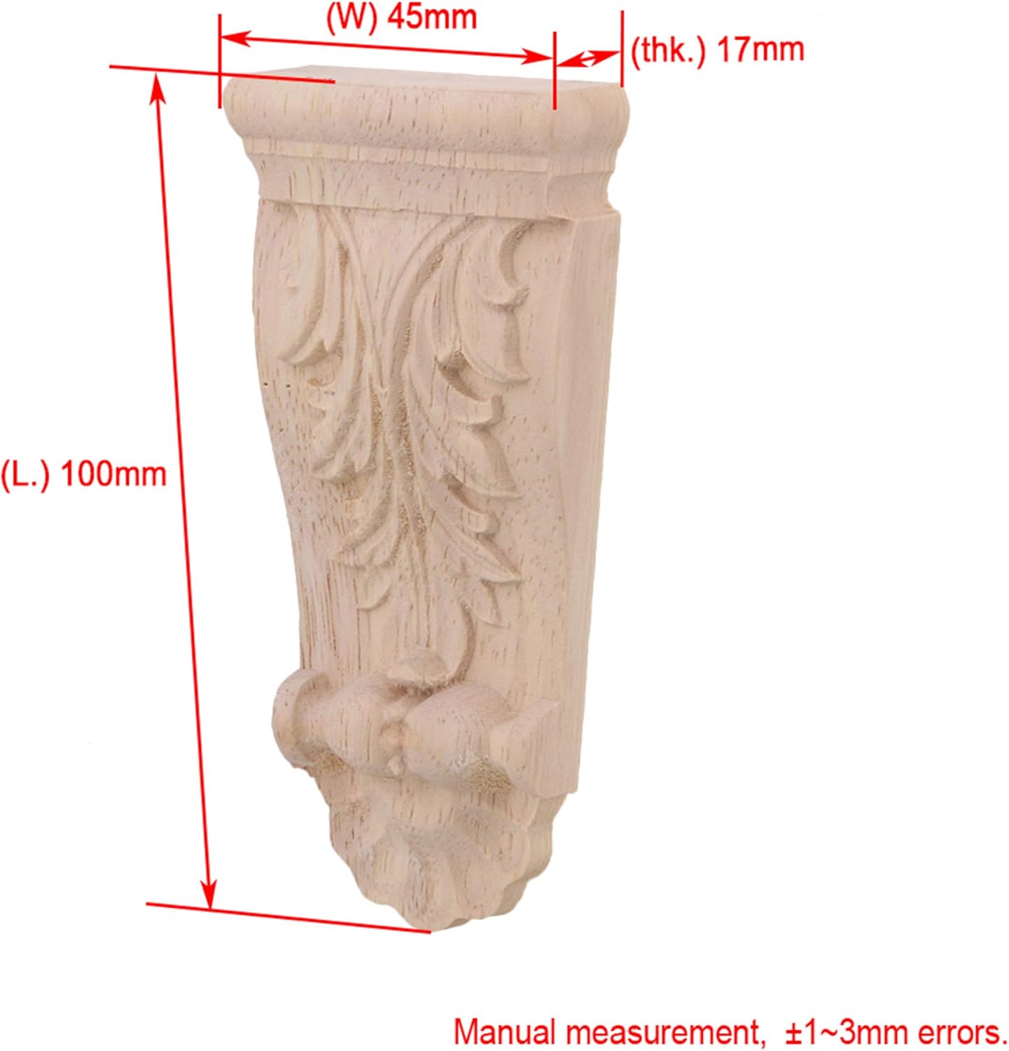 Yibuy European Door Decor Wood Unfinish Carved Corner Onlay 10x5x1.7 CM Wood Color Pack of 4, 10x4.5x1.7cm/3.94x1.77x0.67 inch(LxWxT) - Image 5
