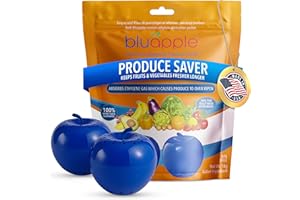 Bluapple Produce Saver Ethylene Gas Absorber 2-Pack - Keeps Fruits & Vegetables Fresh Longer in Refrigerator Crisper, Shelves, and Fruit Bowls, Lasts up to 3 Months, BPA Free, Made in USA