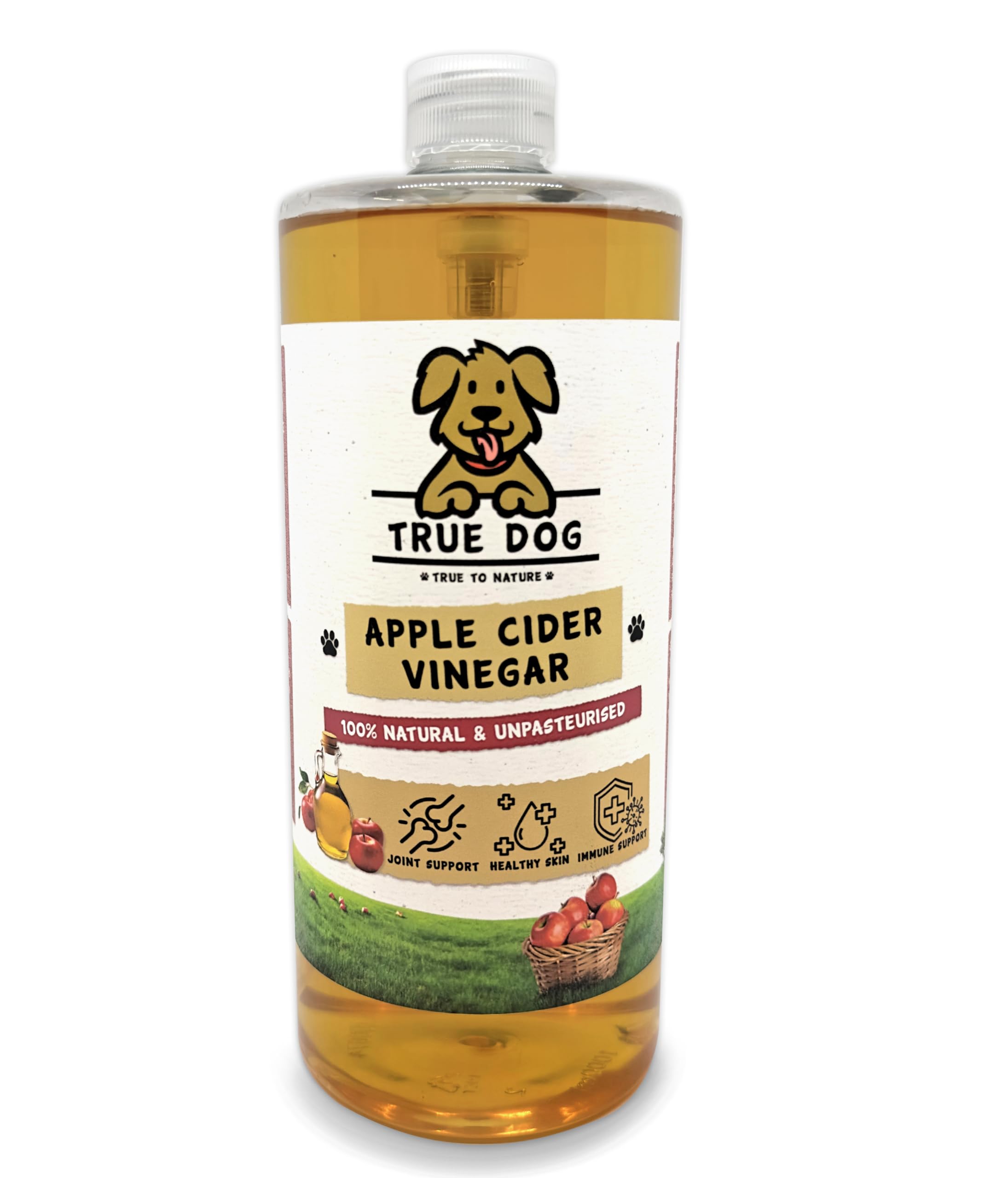 True Dog Apple Cider Vinegar for Dogs 1ltr | Unpasturised, Natural Dry Skin, Joint & Mobility Support for Older Dogs
