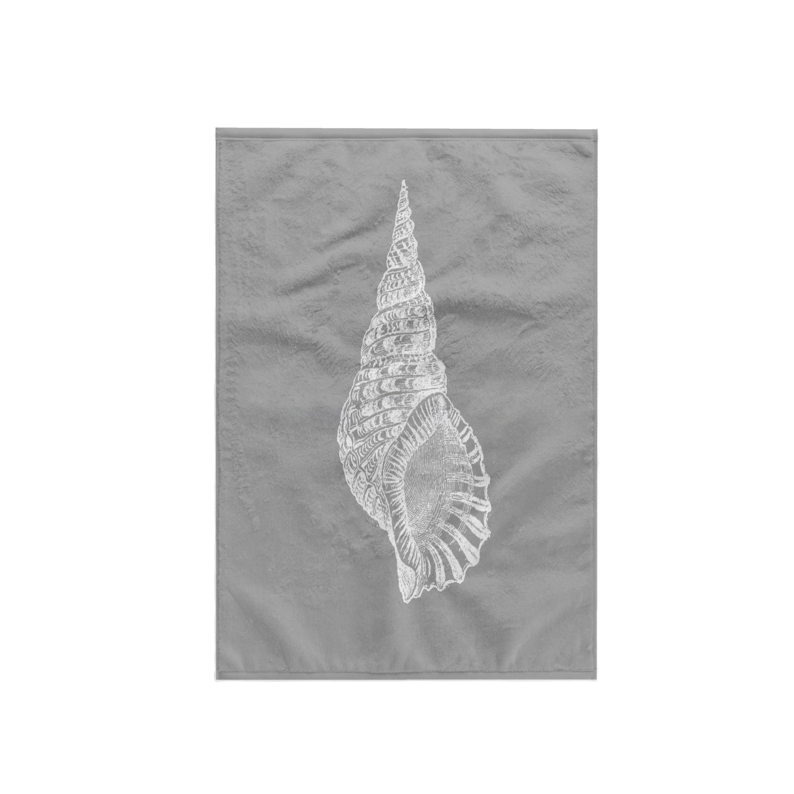 3dRose Grey Conical Seashell Print White Beach Sea Shell Spiral Illustration Towel, Microfiber, Multi-Colour, 15 x 22-Inch