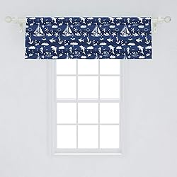 Ambesonne Navy Blue Window Valance, Sailboat