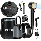 Portable Shower for Camping with Heater &amp; Bucket, 6000mAh Rechargeable Pump | 1500W Immersion Water Heater, 20L Foldable Bucket, 5 Spray Modes, IPX8 Waterproof Camp Pump for Hiking, Travel, Car, Pet