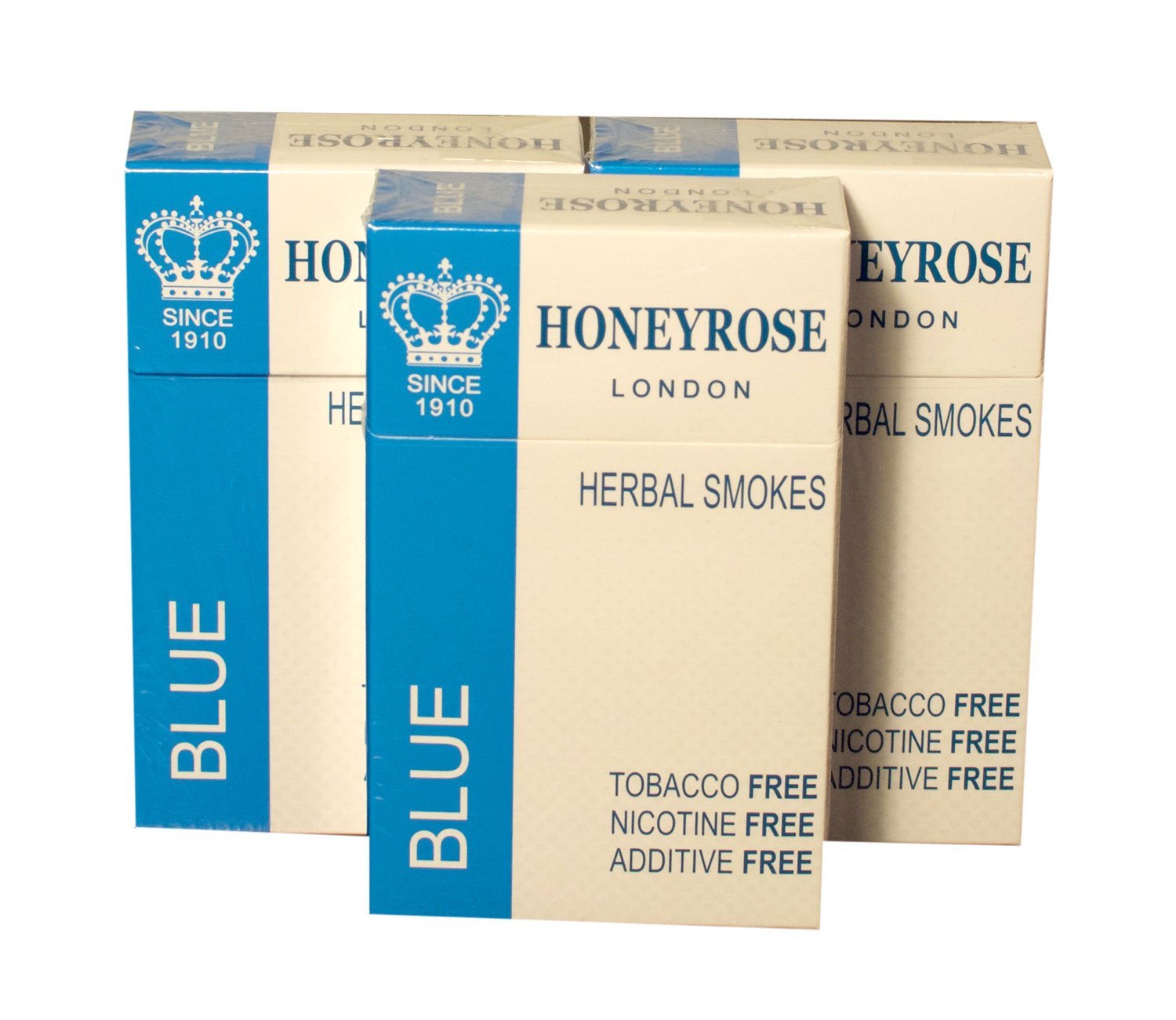 Honeyrose Blue - Tobacco & Nicotine Free Herbal Sticks, 3 Packs, Made in England