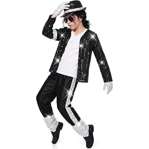 Nebjixca Boys Popstar Costume, 80s 90s Retro Outfits for Kids, Dance Party Halloween Cosplay Costumes