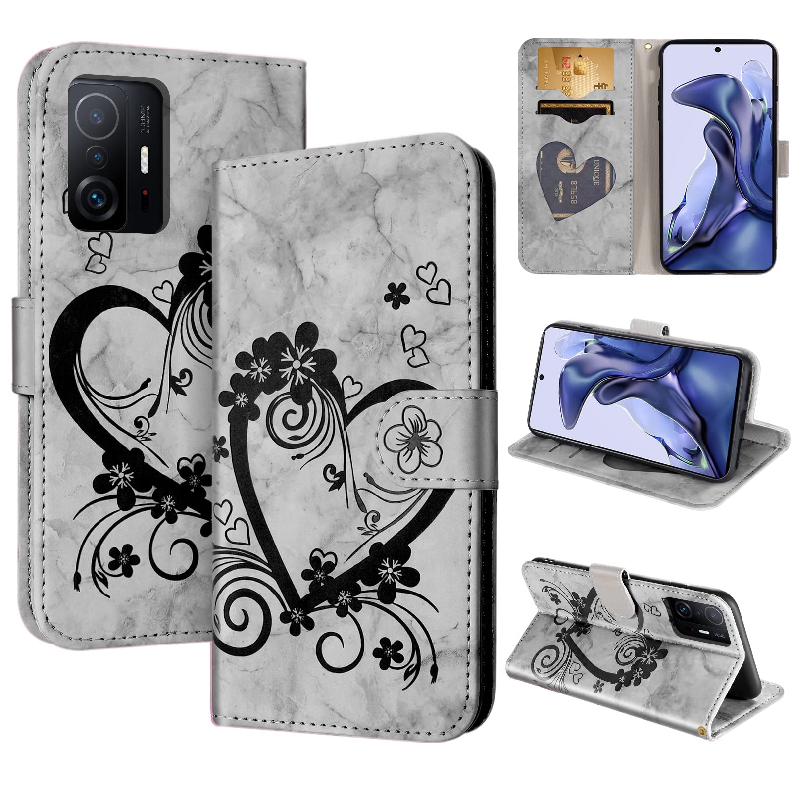 CASAFUNY Case for Xiaomi 11T/Xiaomi 11T Pro, Premium Leather Wallet Case Magnetic Flip Phone Case ShockLiteof Cover with Card Holder Kickstand for Xiaomi Mi 11T / 11T Pro 5G, Black โ image 1