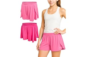 RBX Girls Athletic Shorts - 2 Pack Performance Flutter Butterfly Shorts for Girls - Dolphin Flowy Shorts with Inner Lining