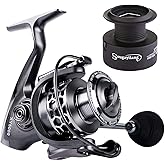 Sougayilang Fishing Reel 13+1BB Light Weight Ultra Smooth Aluminum Spinning Fishing Reel with Free Spare Spool