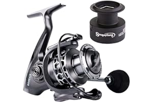 Sougayilang Fishing Reel 13+1BB Light Weight Ultra Smooth Aluminum Spinning Fishing Reel with Free Spare Spool