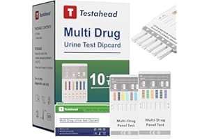T TESTAHEAD Drug Test Kit 10 Pack, Home Drug Tests, 12 Panel Drug Test Urine, Tests for Marijuana (THC),COC,OPI 2000,AMP,BZO,BAR,BUP,MDMA,MET,MTD,OXY,PCP