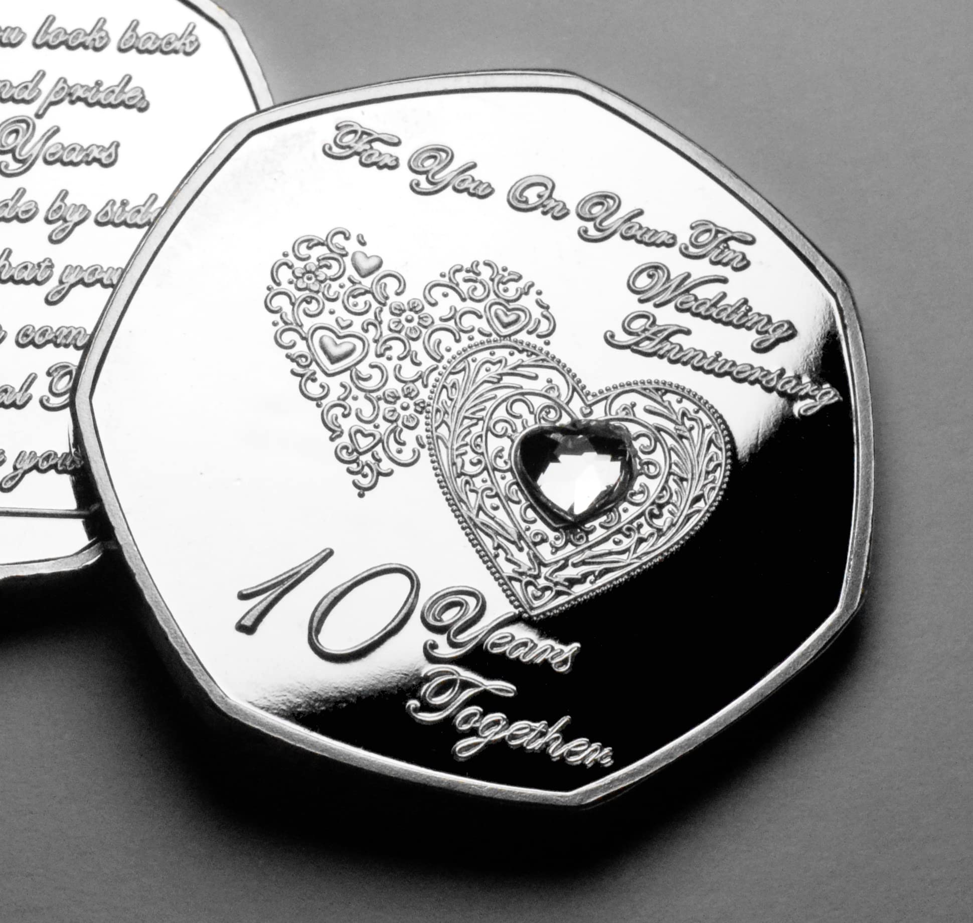 The Commemorative Coin Company On Your 10th Tin Wedding Anniversary Silver Commemorative with Gemstone. Friend/Son/Daughter/Couple 10 Years Gift/Present Love/Token