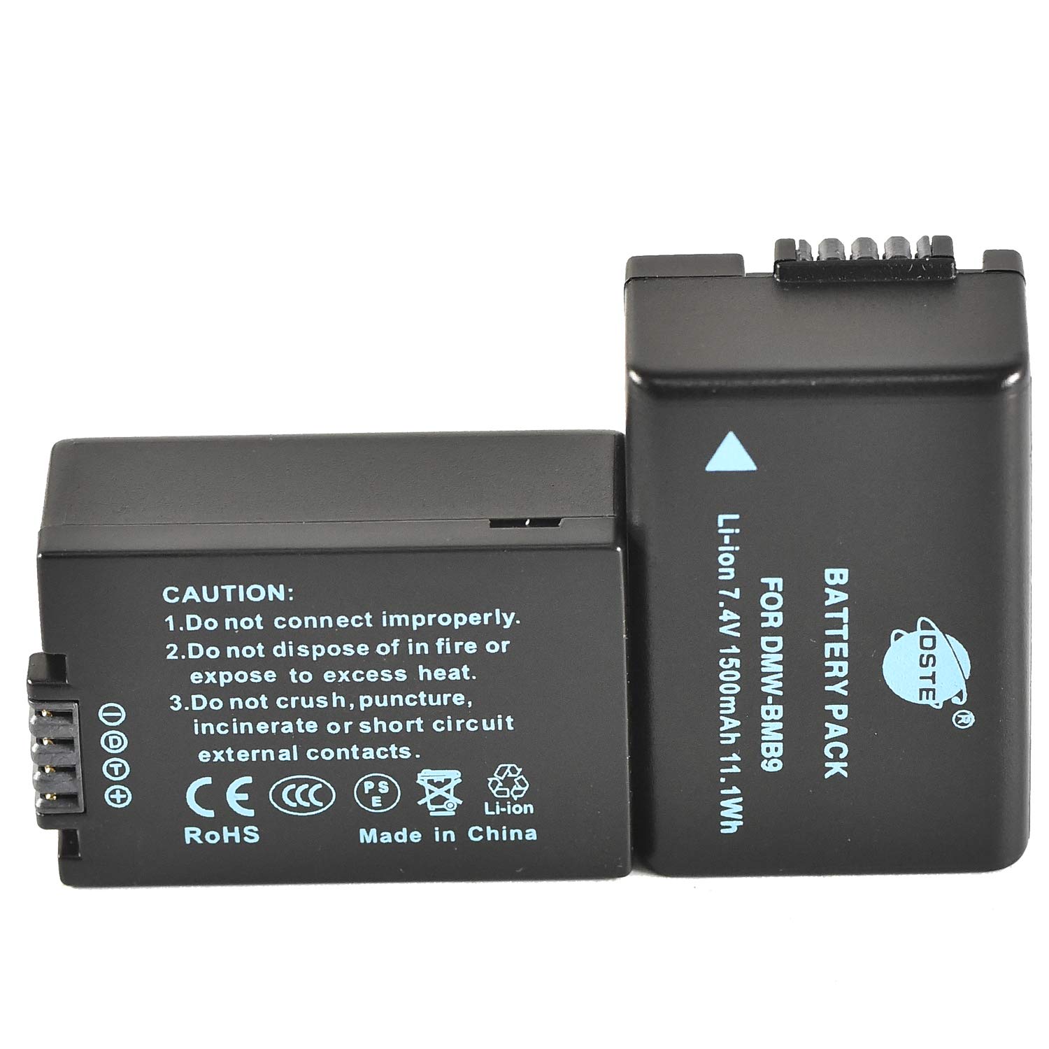 DSTE® 2pcs DMW-BMB9E Rechargeable Li-ion Battery for Panasonic DMW-BMB9, DMW-BMB9PP and Lumix DMC-FZ40, DMC-FZ45, DMC-FZ47, DMC-FZ48, DMC-FZ60, DMC-FZ62, DMC-FZ70, DMC-FZ72, DMC-FZ100, DMC-FZ150 Digital Cameras