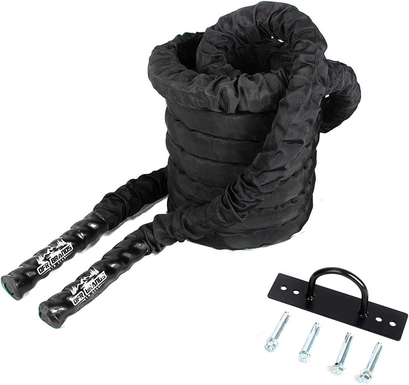 Offroading Gear 40'x1.5 Battle Exercise Workout Rope w/Anchor - Great for Strength Training & Conditioning - Crossfit/Gym : Sports & Outdoors