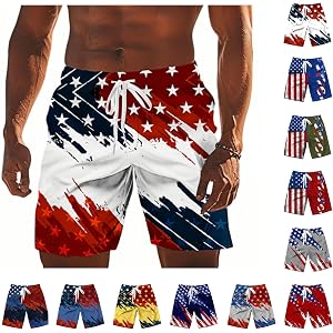 Mens Swim Trunks American Flag Board Shorts Men 250 Anniversary USA Patriotic 4th of July Short with Pocket