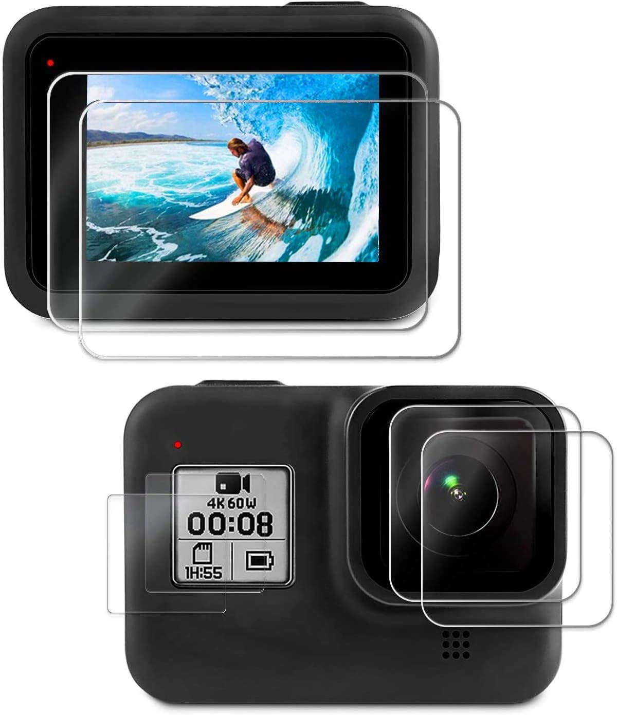 Screen Protector for GoPro Hero 8 Black, iTrunk 6 Pcs Ultra Clear Tempered Glass GoPro Hero 8 Screen Protector Lens Protector Accessories