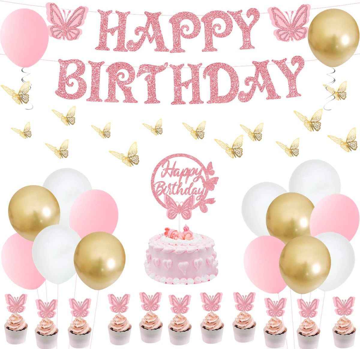 Butterfly Birthday Party Supplies Decorations Pink Hap