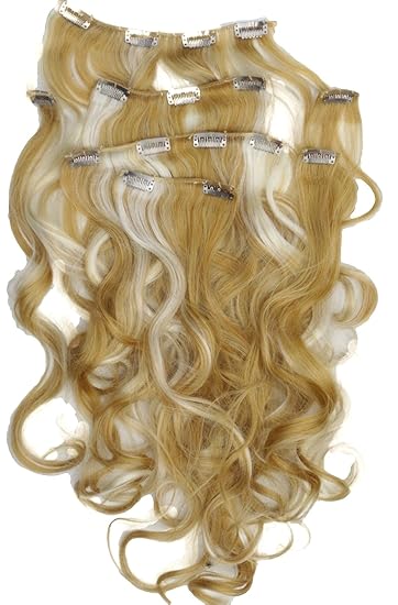 Amazon Com Extensions Set Looks Real Hair Extension Gold Blonde