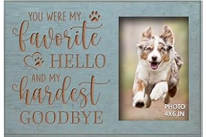 EXQUIDECA Dog Memorial Engraved Picture Frames 4x6 Inches - Bereavement Sympathy Decor for Loss of Dog - Pet Memorial Remembrance Photo Frame You Were My Favorite Hello and My Hardest Goodbye