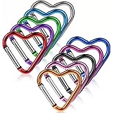 10 Pcs Heart Shaped Carabiner Small Carabiner Cute Keychain Clip Aluminum Alloy Climbing Clips for Water Bottle Holder Traveling Snap Clips Keys