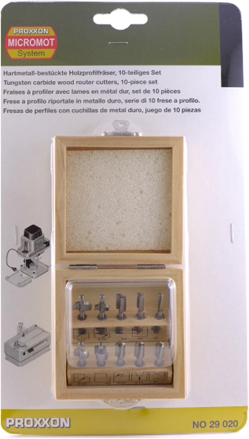 Caja de madera con 10 fresas para madera Proxxon: Amazon.es: Hogar
