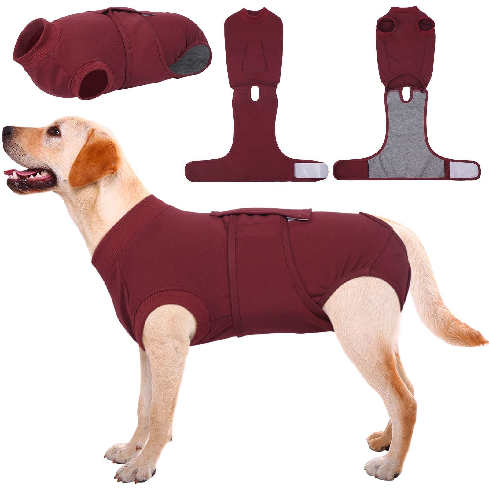 Photo 1 of Kuoser Dog Surgery Recovery Suit, Recovery Suit for Female Male Dogs, Dog Onesie After Surgery Spay Neuter, Anti-Licking Pet Surgical Recovery Snugly Suit, Bodysuit for Abdominal Wounds Skin Disease