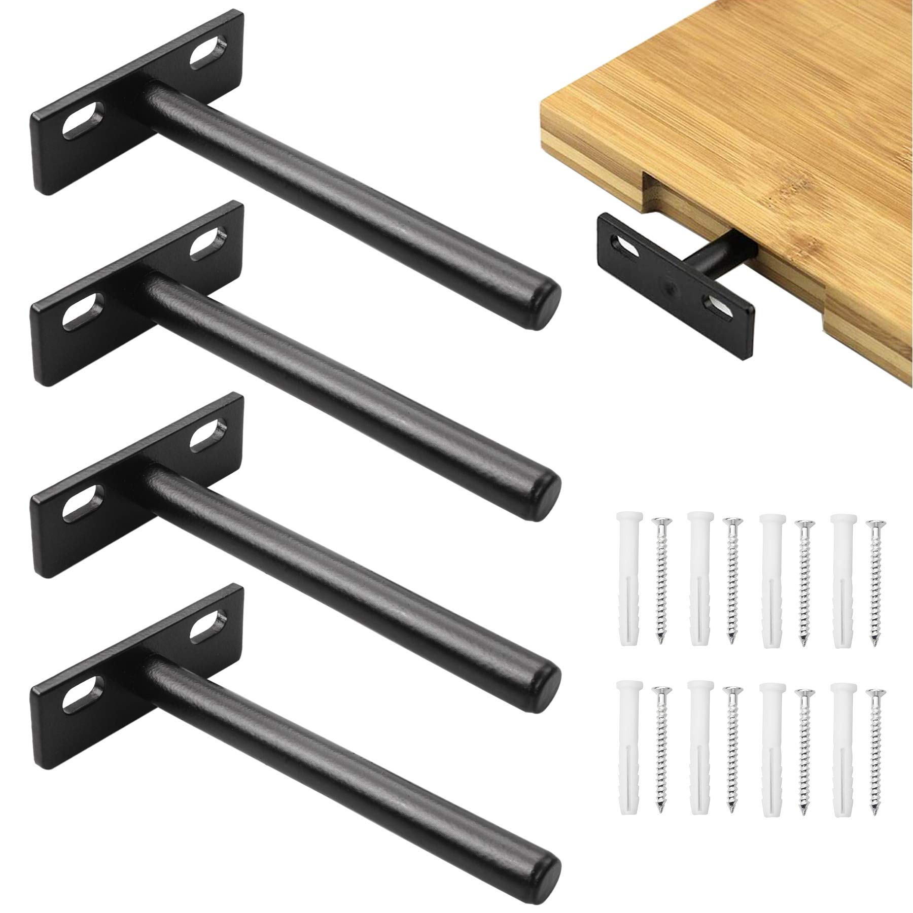 YEYIT 4 Pcs Floating Shelf Brackets, 4 Inch Solid Steel Hidden Blind Support, for Wall Mounted Backdrop Wall Shelf Wood Shelves — image 1