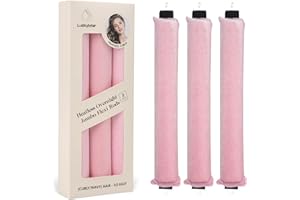 Luckybear Jumbo Heatless Hair Curler, 3pcs Pink Satin Flexi Rods - Heatless Curls, Soft Velvet Overnight Sleeping Curls Styling Tools for All Hair Types