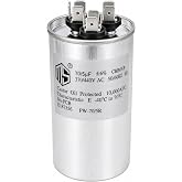 METER STAR 70/5 uF Dual Run Capacitor, 370/440 VAC Round CBB65B AC Capacitor for Air Conditioner Condenser Fan and Compressor Motor
