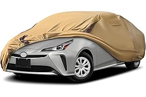 FSGRICH Prius Car Cover Waterproof All Weather Compatible with Toyota Prius 2004-2024, Outdoor Heavy Duty Anti-UV Car Covers Rain Sun Snow Protection with Zipper and Windproof Buckle