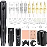 BIOMASER S20 Tattoo Gun Wireless Permanent Makeup Machine kit,Extra Grip for tattooing 10pcs Cartridges Needles for Eyebrow Lip Eyeliner Ombre Powder Brows Microshading Supplies