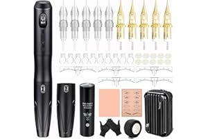BIOMASER S20 Tattoo Gun Wireless Permanent Makeup Machine kit,Extra Grip for tattooing 10pcs Cartridges Needles for Eyebrow L