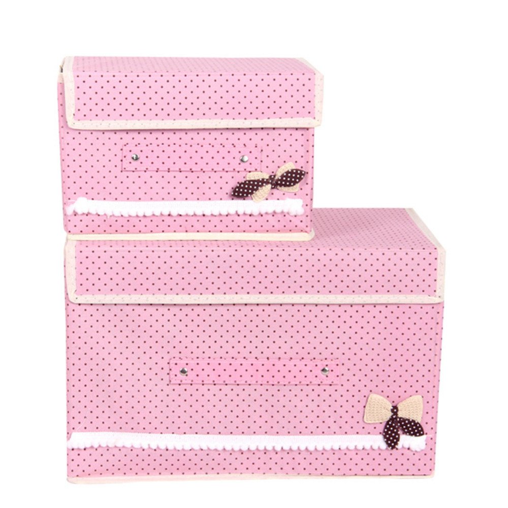 Foldable Storage containers with lids-KYW Heavy Duty Clothes Toys Fabric Storage Boxes -2packs For Home,Kitchen,Bedroom,2000+ Instagram Likes,24 -Hours Customer Support.30-Day,2-Years Warranty(pink)