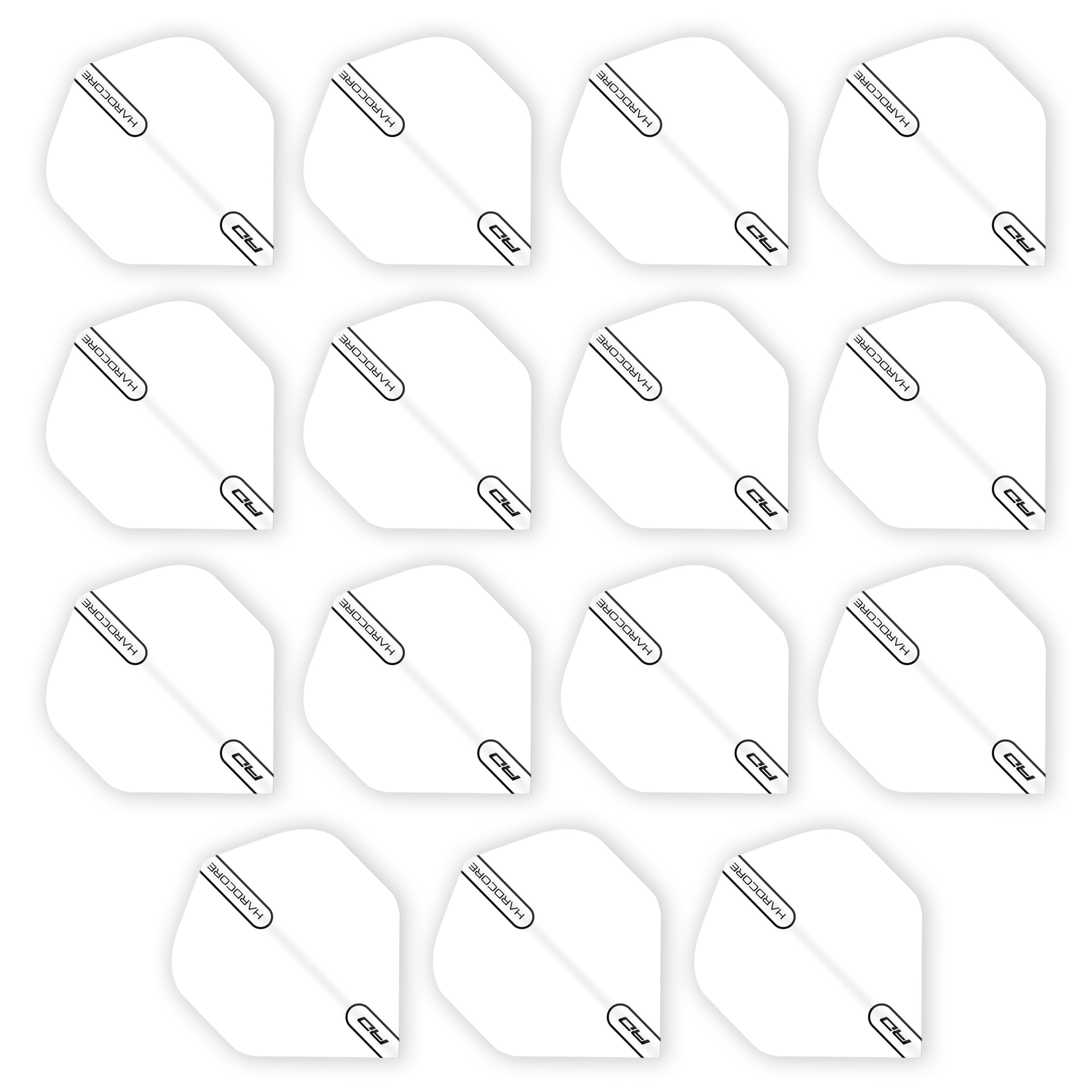 RED DRAGON Hardcore XT White Extra Thick Standard Dart Flights - 5 sets Per Pack (15 Dart Flights in total)