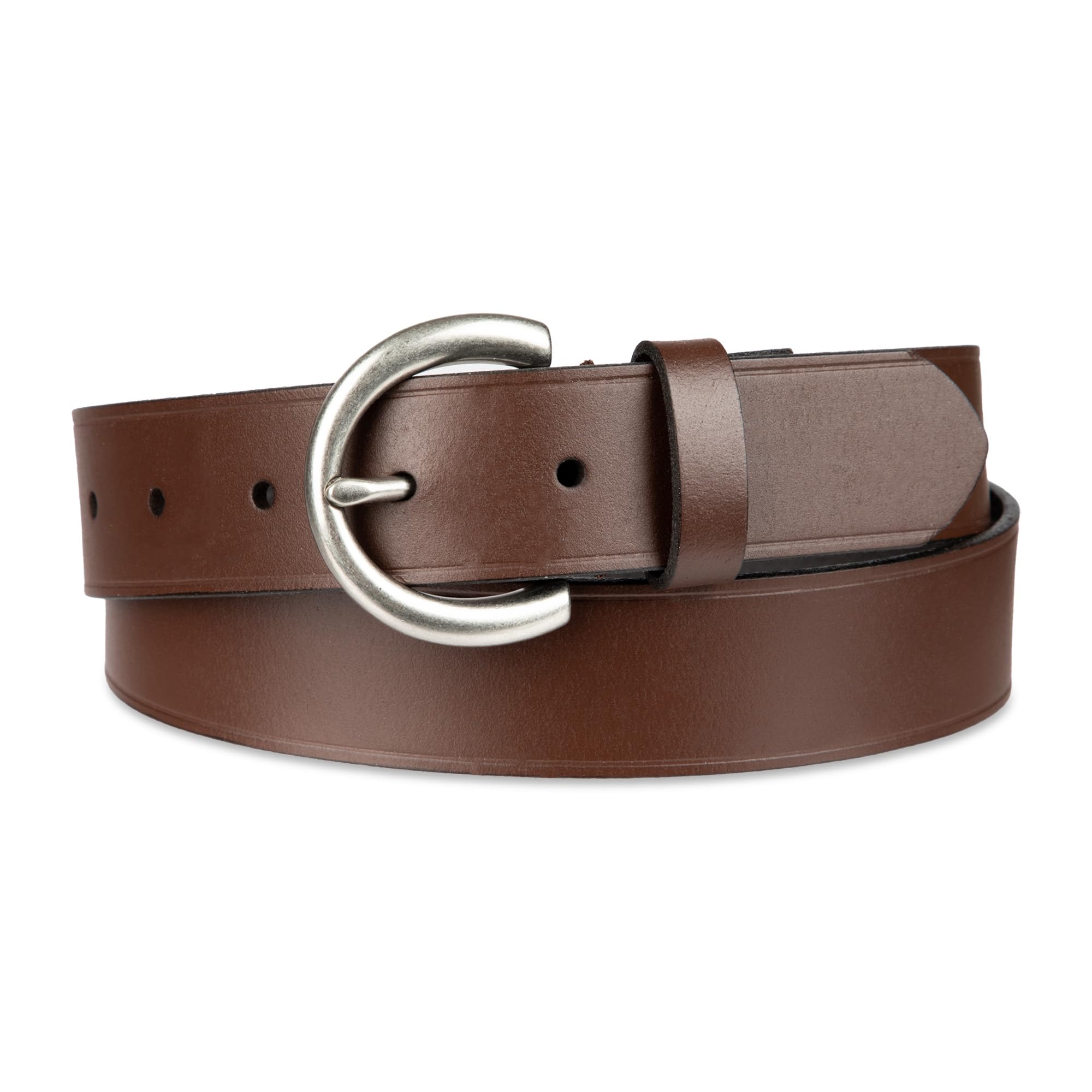 Photo 1 of Levi's Women's Curved Buckle Leather Belt for Jeans, Dresses and Skirts, Brown, Medium