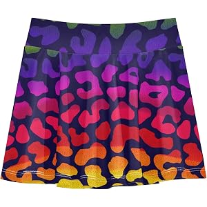 Plaaee Girls' Athletic Skirts Rainbow Cheetah Kids Skorts Tennis Golf Running 3-12years
