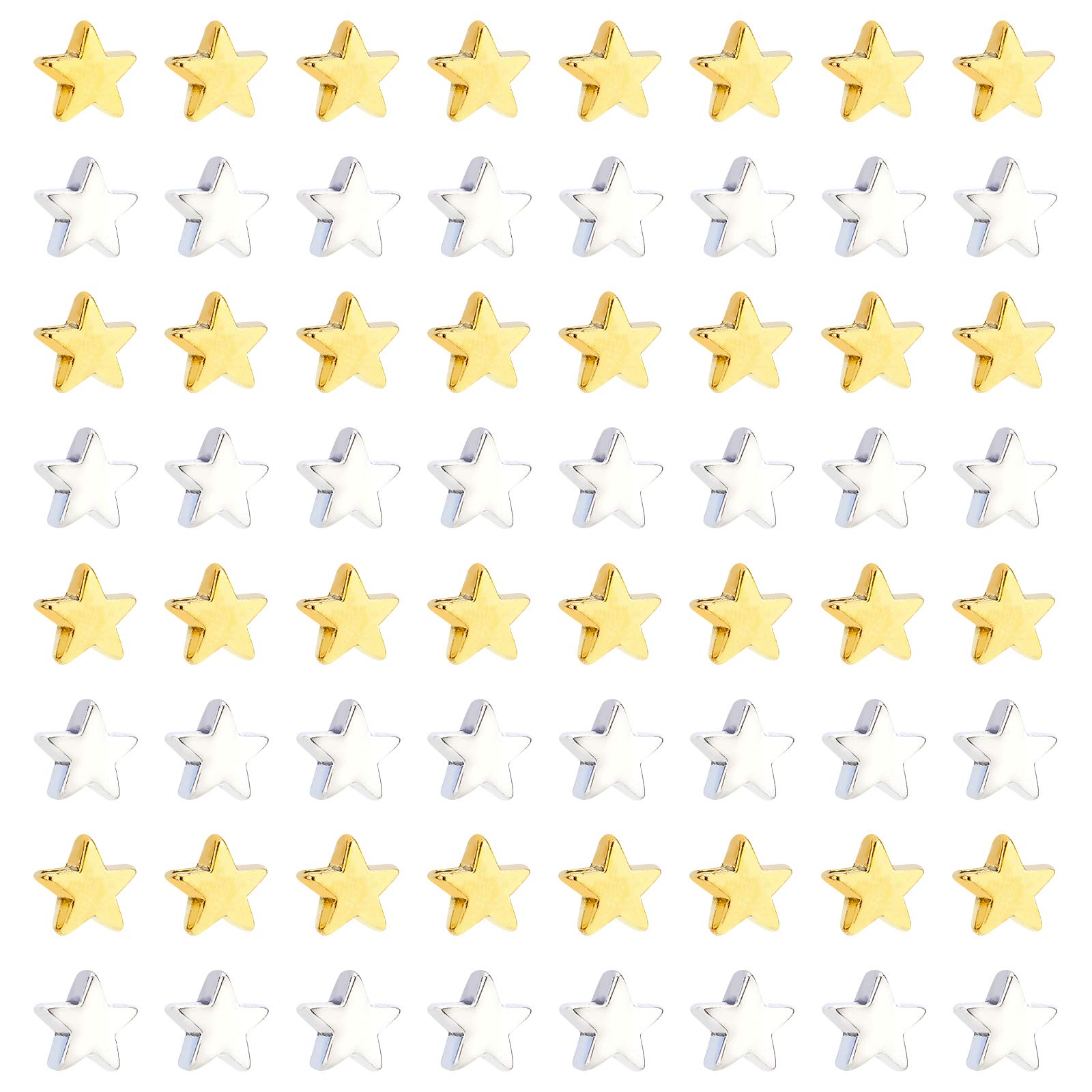 PH PandaHall 400pcs Star Silver Gold Beads Small Hole Spacer Beads Star Charm Beads for DIY Jewellery Necklace Earring Bracelet Handmade Crafts Supplies
